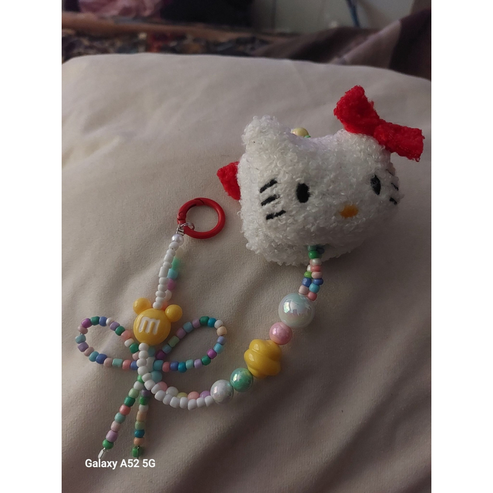 Double head Hello Kitty Keychain or Handbag chain with M&M chain
